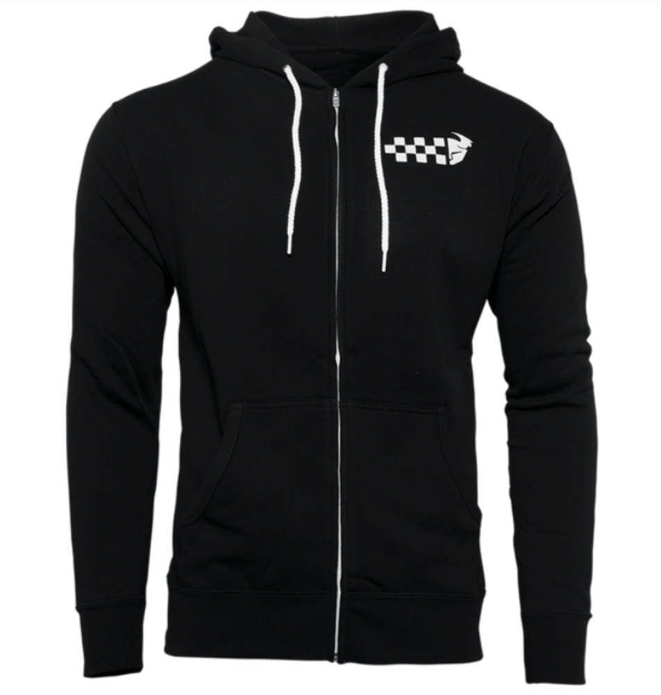 NEW THOR RACING MEN'S CHECKERS ZIP UP FLEECE HOODIE BLACK SIZE XL 3050-5818