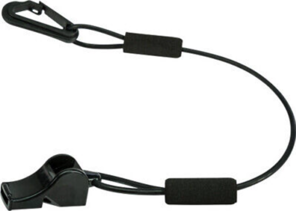 WPS FLOATING BLACK WHISTLE W/ LANYARD 13-0571