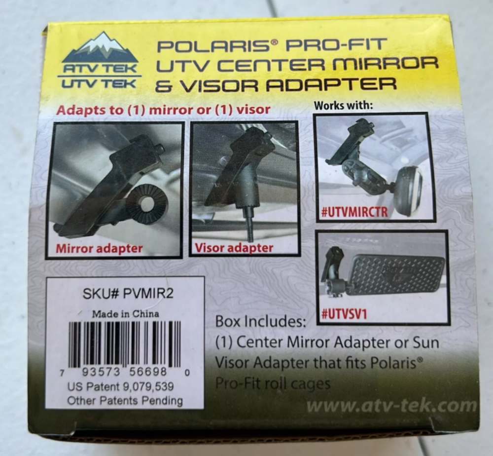 ATV-TEK PVMIR2 Center Mirror / Sun Visor Adapter ATV UTV New 2317-0324