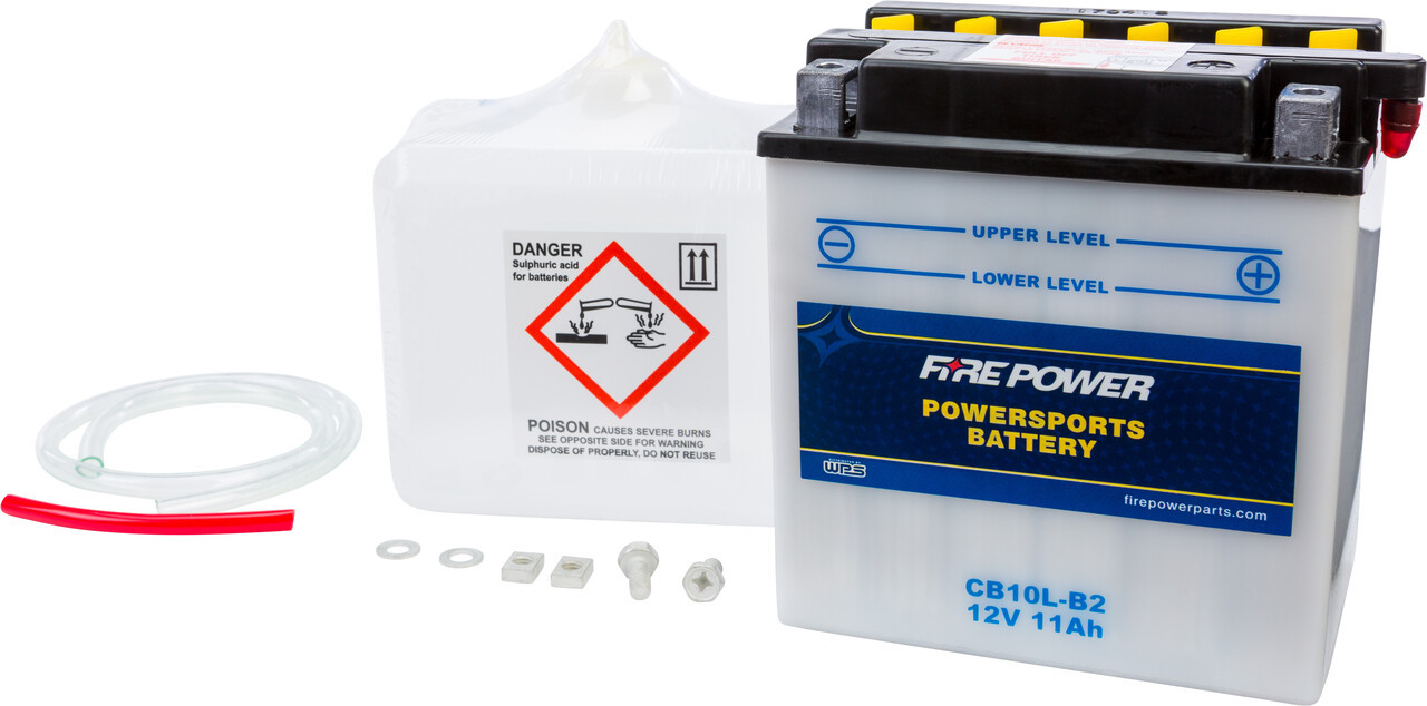 1982-2024 Fire Power Heavy Duty Powersports Battery Kit w/ Fluid Pack CB10L-B2
