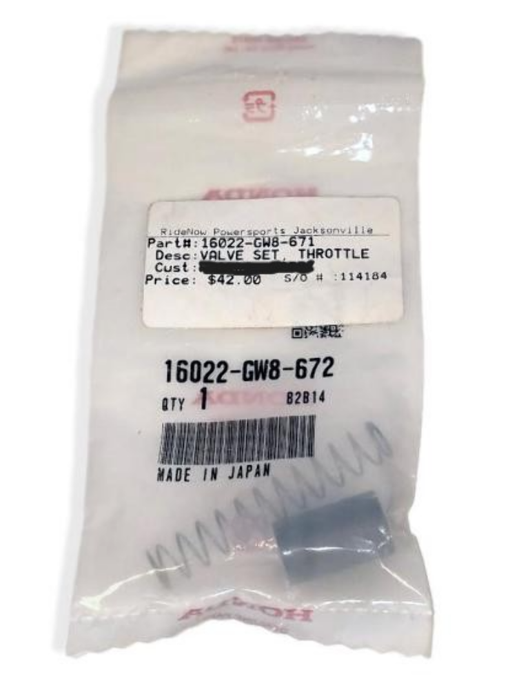 HONDA OEM 01-03 XR50R VALVE SET THROTTLE 16022-GW8-671