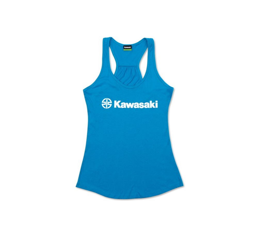 Kawasaki Womens Racerback Tank Shirt Blue, Glitter White 2X-LARGE K013-2632-TL2X