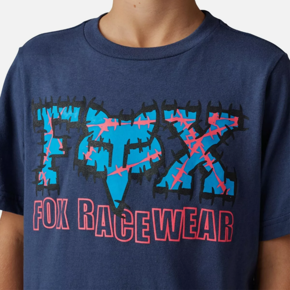 FOX RACING YOUTH BARBED WIRE II TEE SHIRT DEEP COBALT SIZE MEDIUM - 30829-387-YM