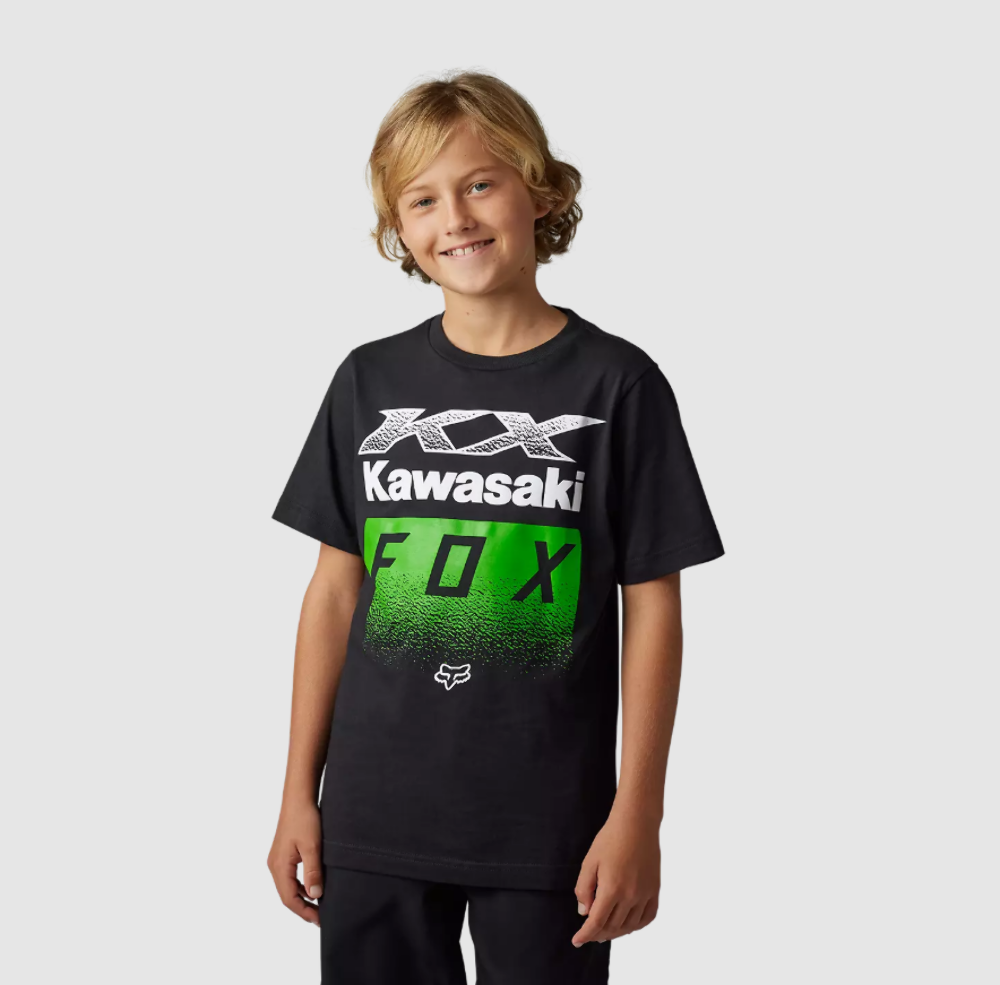 FOX RACING KAWASAKI T-SHIRT SIZE YOUTH LARGE GREEN/BLACK 30823-001-YL