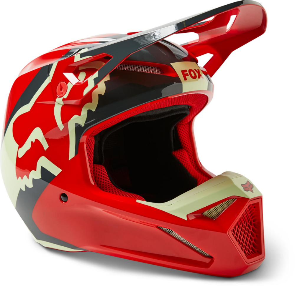 Fox Racing V1 Xpozr Helmet 07/22 Red, Black & Ivory Size 2XL 30266-110-2X