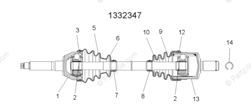 2007 Polaris Sportsman 450 OEM Front CV Axle Shaft 1332347