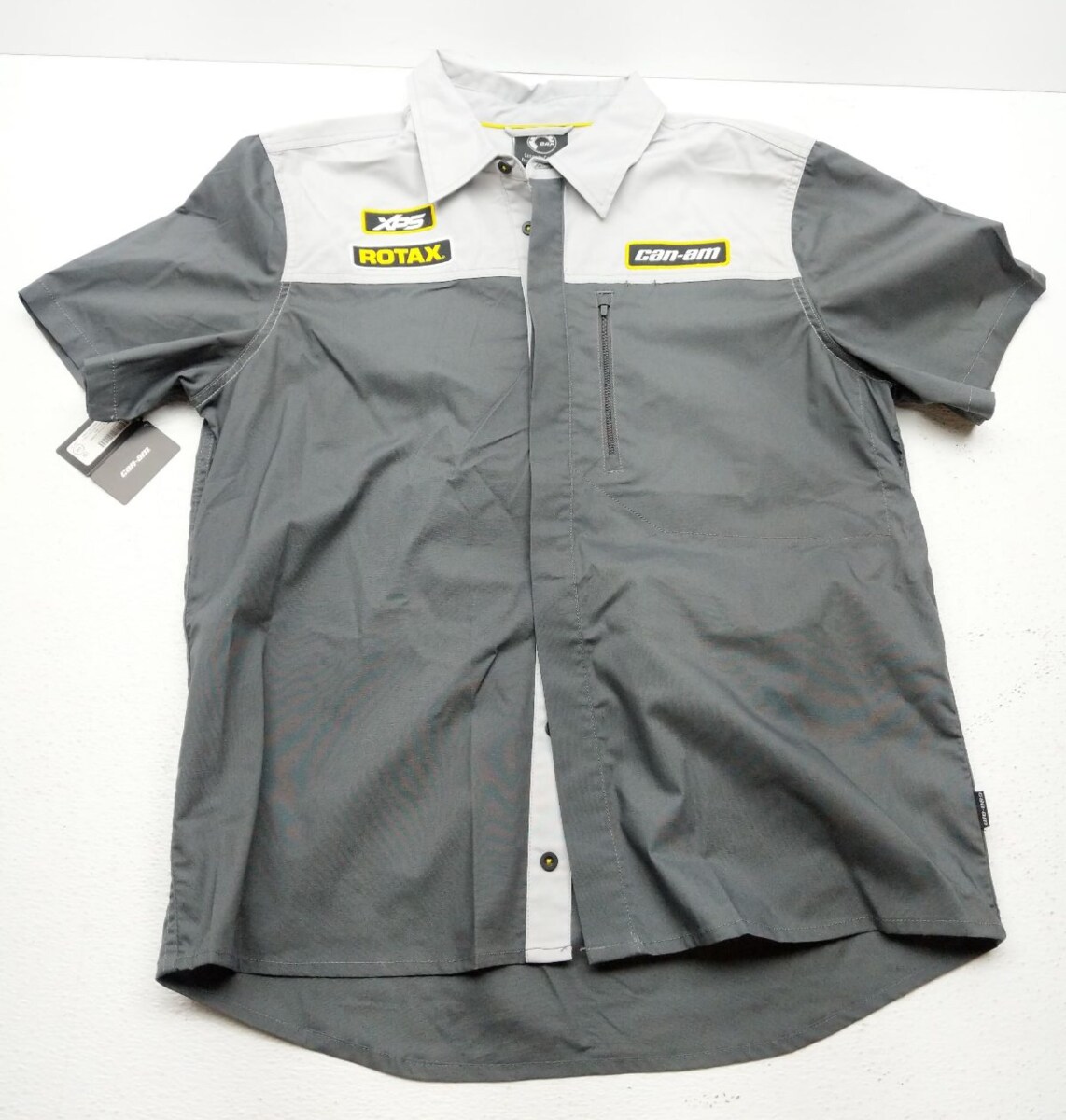 OEM BRP CAN-AM PIT SHIRT CHARCOAL GRAY/LIGHT GRAY MEN LARGE 4545460907