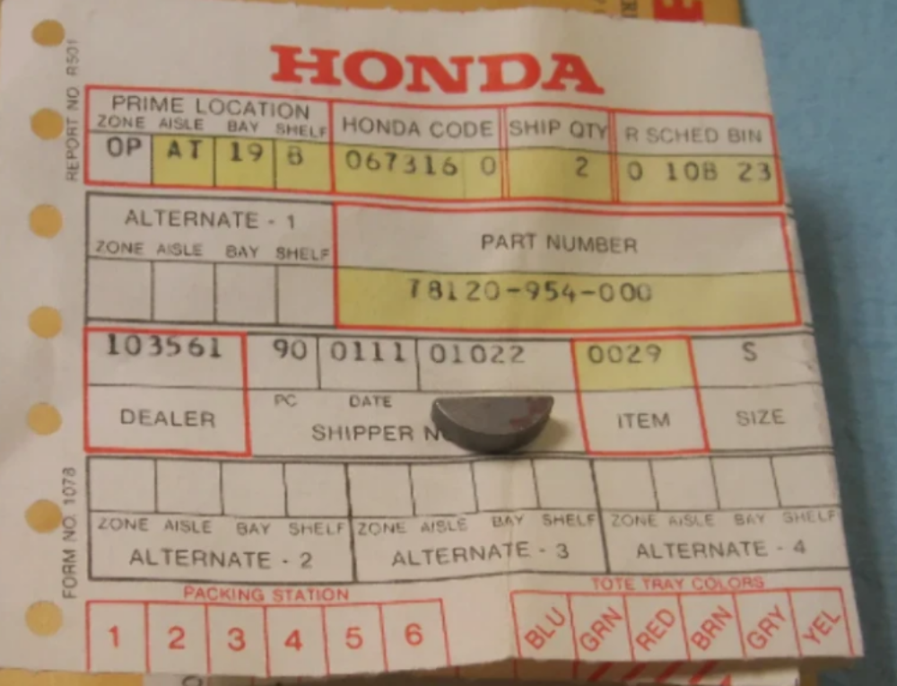 Honda WA20 WA30 OEM Key, Impeller 78120-954-000