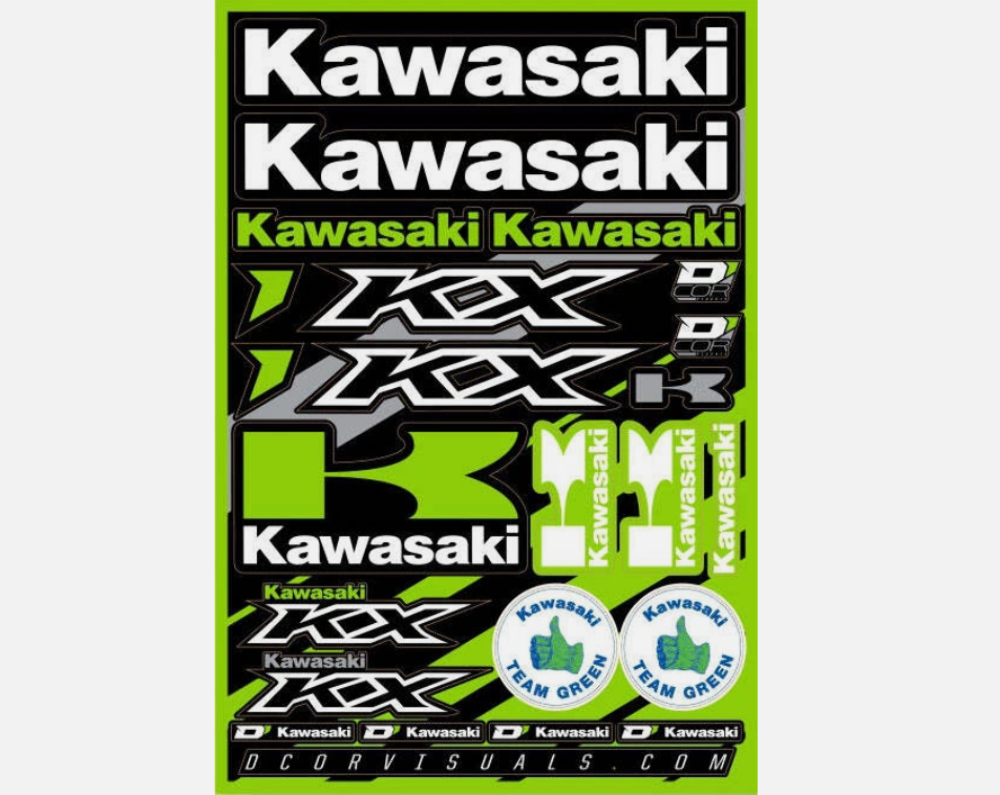 D'Cor Visuals Kawasaki Green Decal Sticker Sheet 12"X18" 862-21100