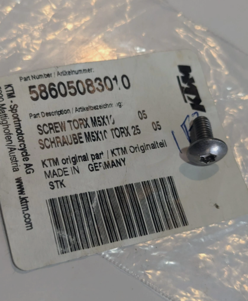 New OEM KTM Genuine Screw Torx M5X10 05 - 58605083010 QTY 2