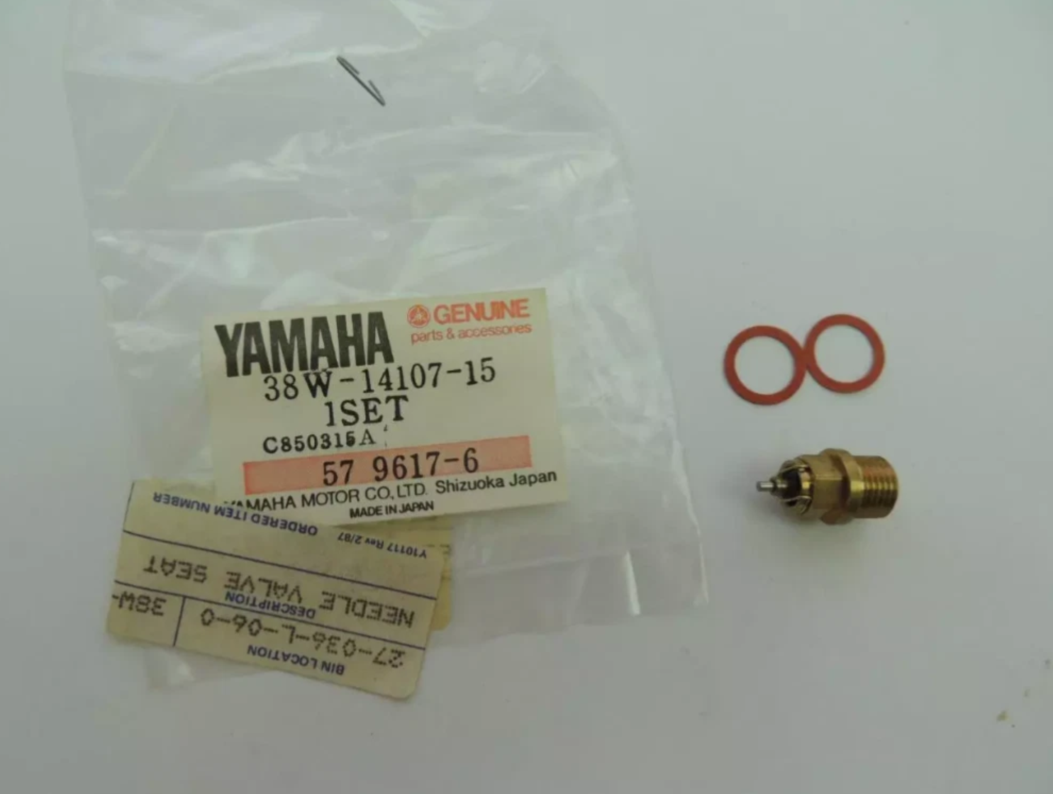1983-1986 Yamaha YT250 YTM200 Tri-Moto Carburetor Needle Valve Set OEM 38W-14107-15