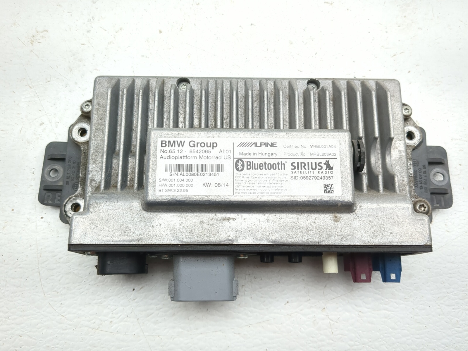 11-15 BMW K1600 GT Inner Audio Control Unit 65128542065