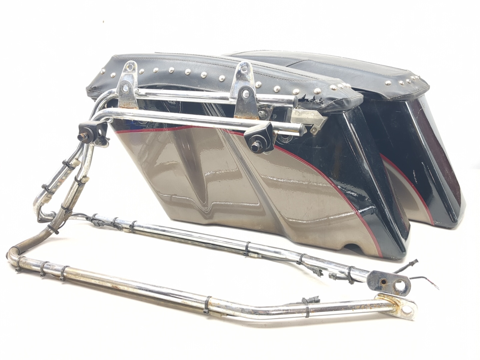 05-09 Harley Softail Heritage Classic FLSTC Rear Luggage Saddlebags & Brackets
