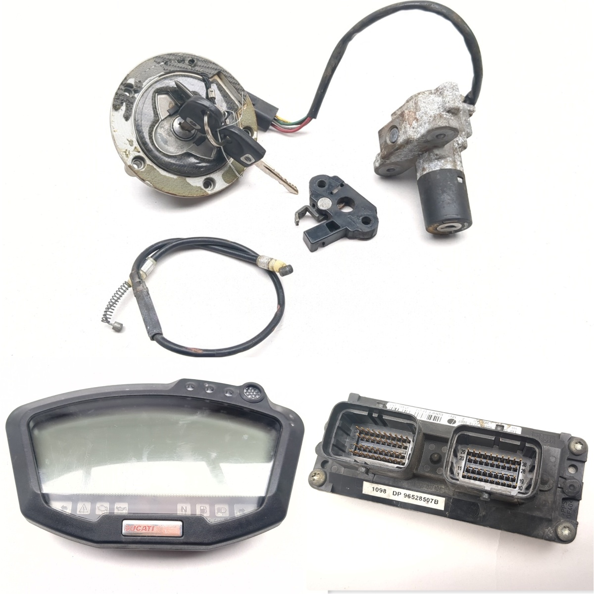 07-11 Ducati 848 1098 1198 Ignition Switch Cap Gauge ECU Module Lock Set W/ KEY