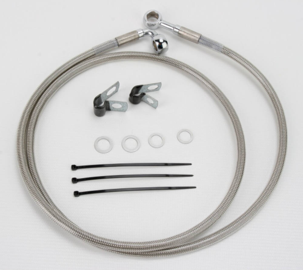 DRAG SPECIALTIES 93-05 Harley Dyna Stainless Steel Brake Line Kit 4" 1741-2658
