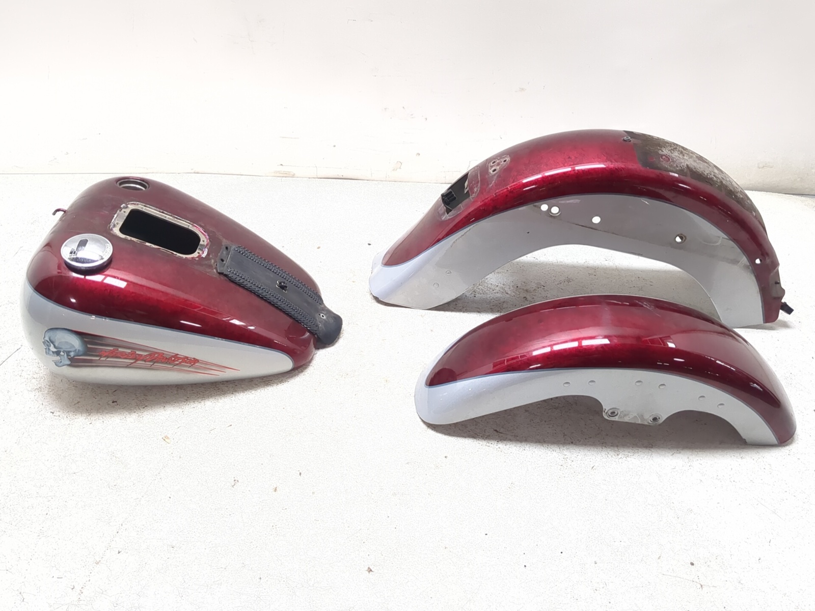 Harley Davidson flst系タンクとフェンダーセット 00-06 Harley Davidson Fat Boy FLSTF Fuel Tank Front Rear Fender