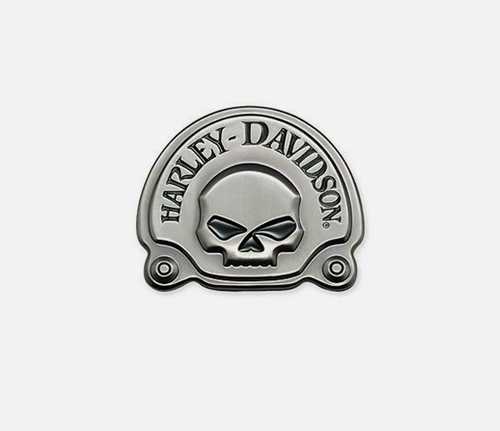 Harley-Davidson Nickel Willie G Skull Medallion, 3.625 x 3 inch