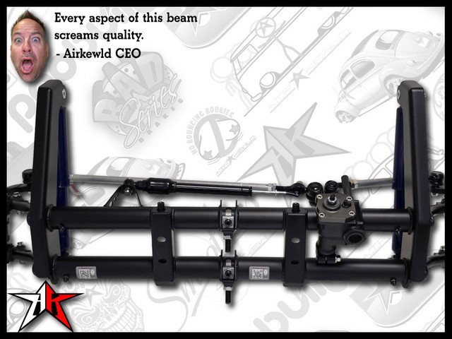 Stock Width | Complete Adjustable Front Axle Beam Assembly | Drop Drum Spindles | 1949-1965 Classic VW Type 1 Beetle Ghia