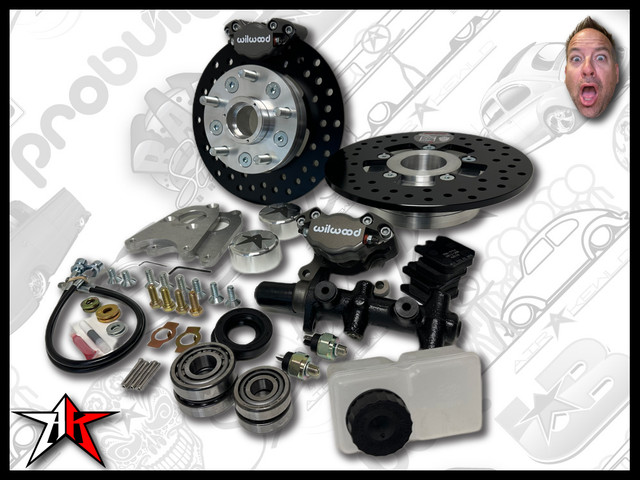 5x130 2 Piston Wilwood Grey Caliper | 1949-1965 Classic VW Type 1 Beetle Ghia Front Disc Brake Conversion Kit