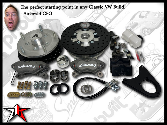 5x205 4 Piston Wilwood Grey Caliper | 1969-1977 Classic VW Type 1 181 Beetle Ghia Thing Front Disc Brake Conversion Kit