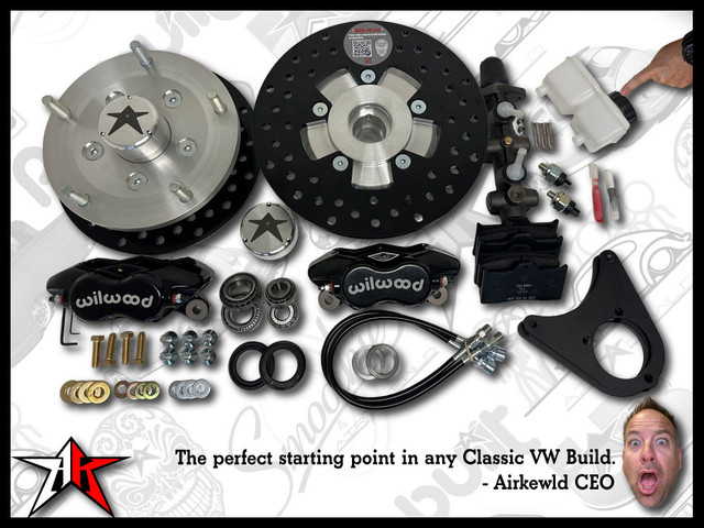 5x205 4 Piston Wilwood Black Caliper | 1966-1968 Classic VW Type 1 Beetle Ghia Front Disc Brake Conversion Kit
