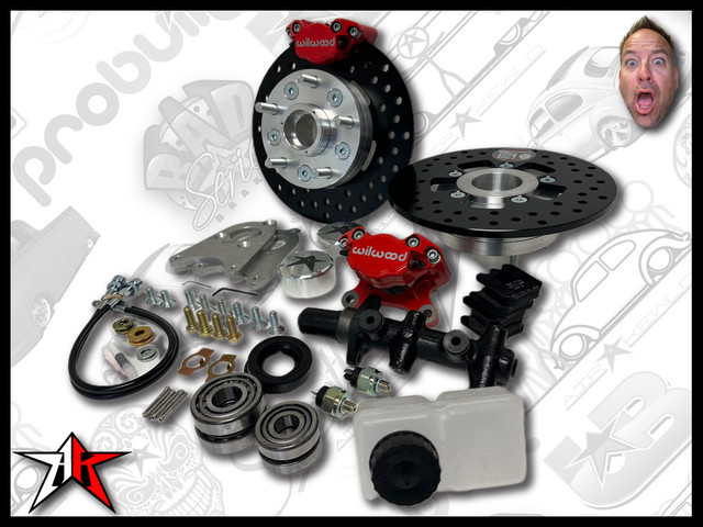 5x4.50 2 Piston Wilwood Red Caliper | 1949-1965 Classic VW Type 1 Beetle Ghia Front Disc Brake Conversion Kit