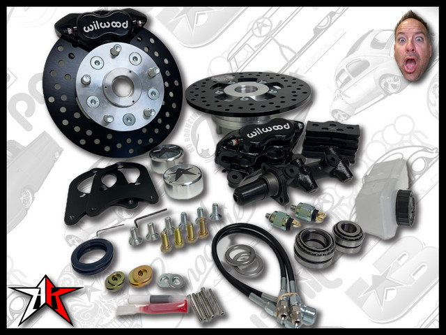 5x4.75 4 Piston Wilwood Black Caliper | 1969-1977 Classic VW Type 1 181 Beetle Ghia Thing Front Disc Brake Conversion Kit