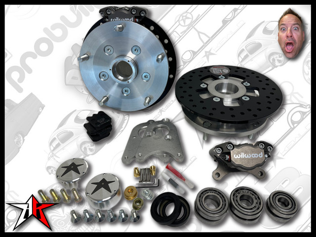 5x205 2 Piston Wilwood Grey Caliper | Classic Porsche 356 Front Disc Brake Conversion Kit - fits 356A and 356B