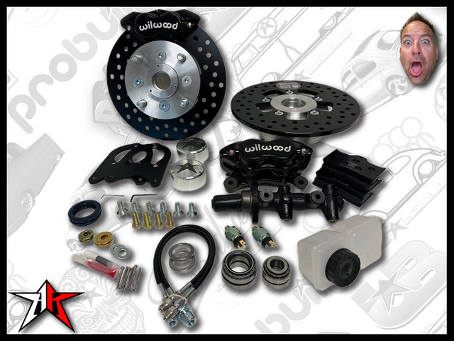 4x130 4 Piston Wilwood Black Caliper | 1966-1968 Classic VW Type 1 Beetle Ghia Front Disc Brake Conversion Kit