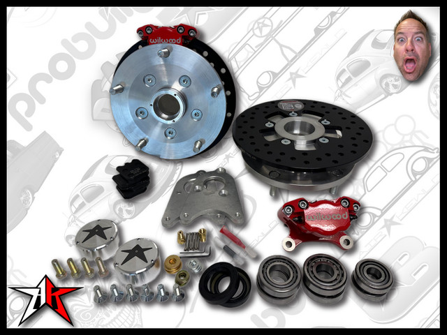 5x205 2 Piston Wilwood Red Caliper | Classic Porsche 356 Front Disc Brake Conversion Kit - fits 356A and 356B