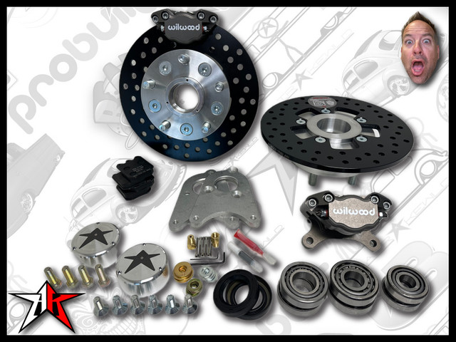 5x130 2 Piston Wilwood Grey Caliper | Classic Porsche 356 Front Disc Brake Conversion Kit - fits 356A and 356B