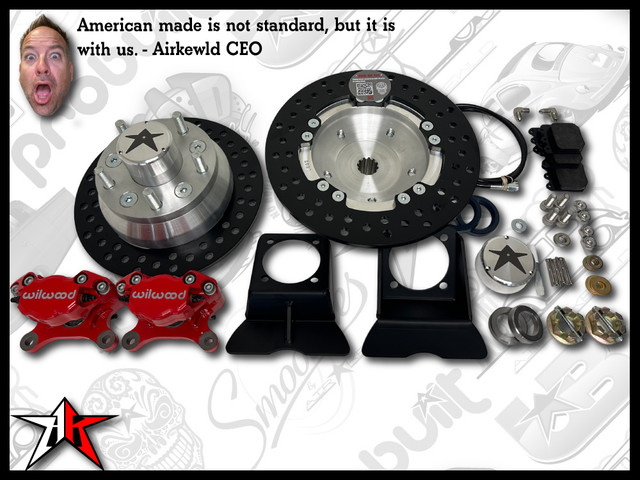 5x4.50 Red Wilwood Caliper | No eBrake | Classic VW Type 1 Rear IRS Axle Disc Brake Conversion Kit - fits 1969-1977 Classic VW Type 1 181 Beetle Ghia Thing