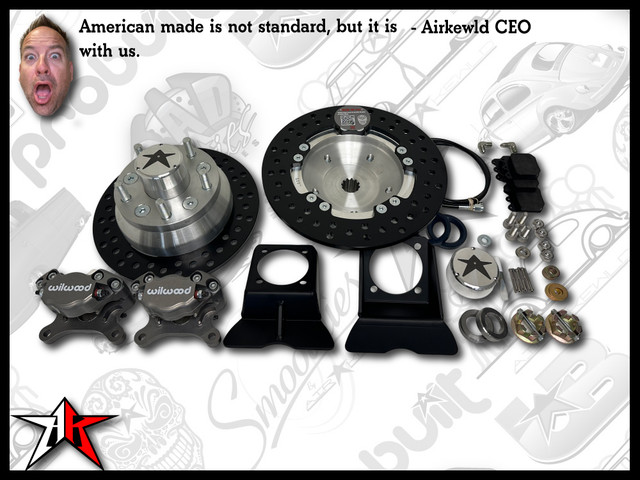 5x4.75 Grey Wilwood Caliper | No eBrake | Classic VW Type 1 Rear IRS Axle Disc Brake Conversion Kit - fits 1969-1977 Classic VW Type 1 181 Beetle Ghia Thing