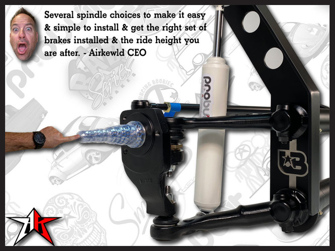 3 Inch Narrowed | Complete Adjustable Front Axle Beam Assembly | Drop Disc Spindles | 1966-1977 Classic VW Type 1 Beetle Ghia