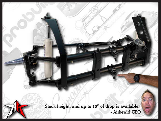 Stock Width | Complete Adjustable Front Axle Beam Assembly | Stock Disc Spindles | 1966-1968 Classic VW Type 1 Beetle Ghia