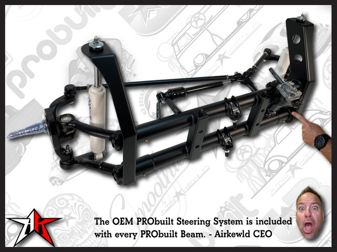 Stock Width | Complete Adjustable Front Axle Beam Assembly | Stock Disc Spindles | 1966-1968 Classic VW Type 1 Beetle Ghia