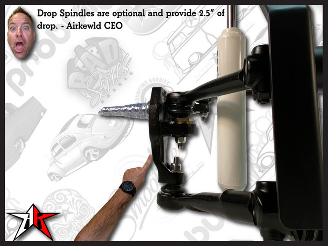 Stock Width | Complete Adjustable Front Axle Beam Assembly | Stock Disc Spindles | 1966-1968 Classic VW Type 1 Beetle Ghia