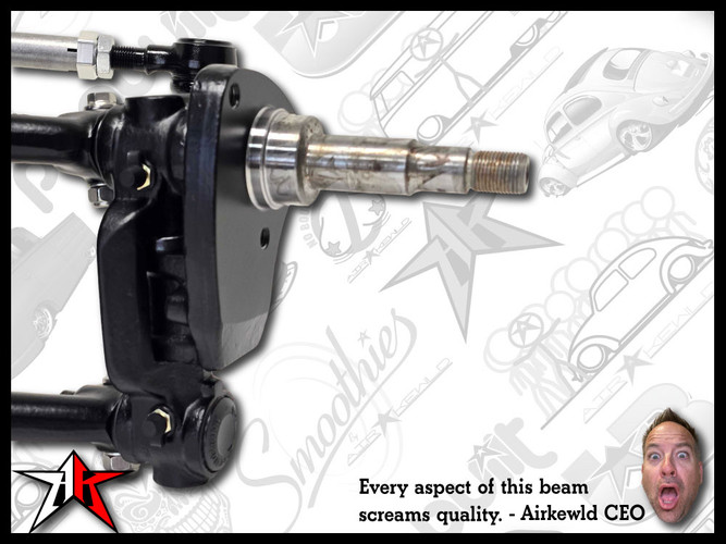Stock Width | Complete Adjustable Front Axle Beam Assembly | Drop Drum Spindles | 1949-1965 Classic VW Type 1 Beetle Ghia