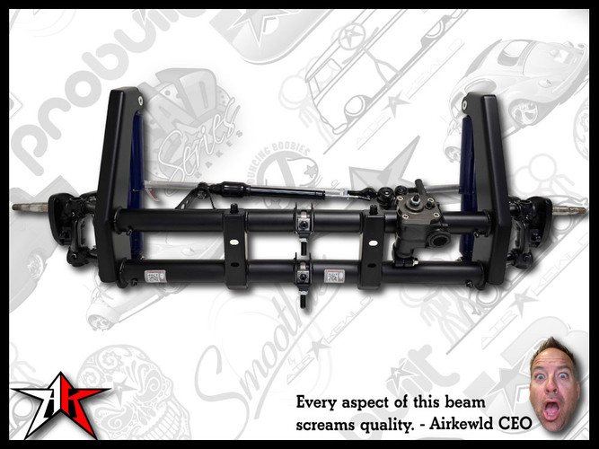 Stock Width | Complete Adjustable Front Axle Beam Assembly | Drop Drum Spindles | 1949-1965 Classic VW Type 1 Beetle Ghia