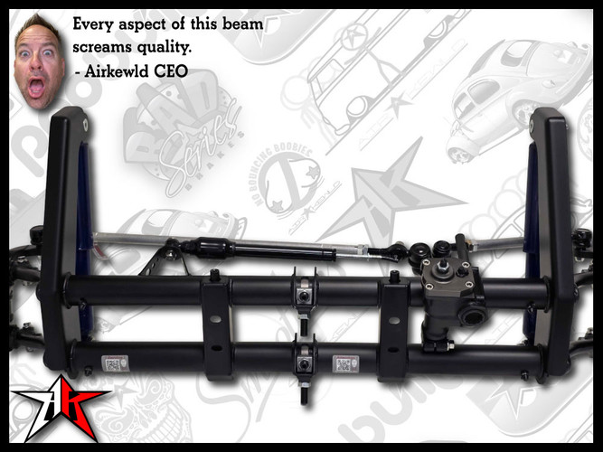 2 Inch Narrowed | Complete Adjustable Front Axle Beam Assembly | Drop Drum Spindles | 1949-1965 Classic VW Type 1 Beetle Ghia