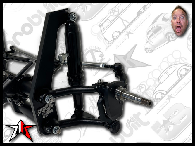 Stock Width | Complete Air Ride Front Axle Beam Assembly | 1949-1965 Classic VW Type 1 Beetle Ghia
