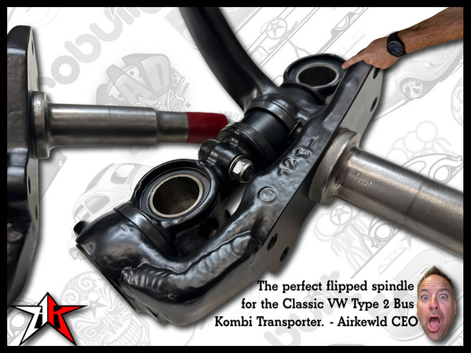 PRObuilt Flipped Drop Spindles Outright | Powder Coated | 1955-1963 Classic VW Type 2 Bus Kombi Transporter