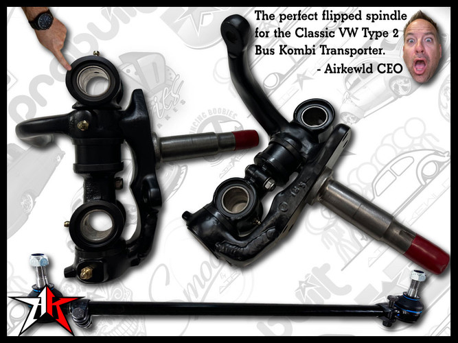 PRObuilt Flipped Drop Spindles Outright | Powder Coated | 1955-1963 Classic VW Type 2 Bus Kombi Transporter