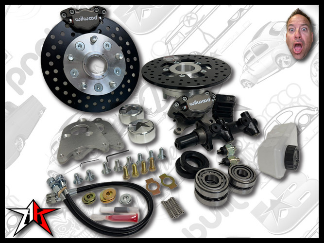 5x130 2 Piston Wilwood Grey Caliper | 1949-1965 Classic VW Type 1 Beetle Ghia Front Disc Brake Conversion Kit