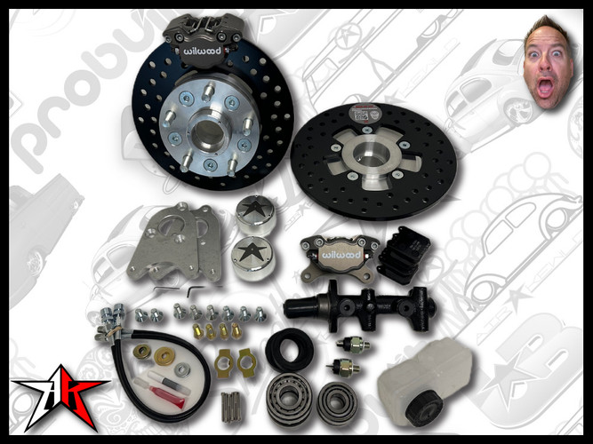 5x130 2 Piston Wilwood Grey Caliper | 1949-1965 Classic VW Type 1 Beetle Ghia Front Disc Brake Conversion Kit