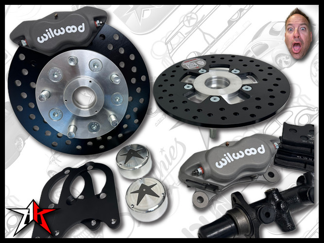 5x4.50 4 Piston Wilwood Grey Caliper | 1966-1968 Classic VW Type 1 Beetle Ghia Front Disc Brake Conversion Kit