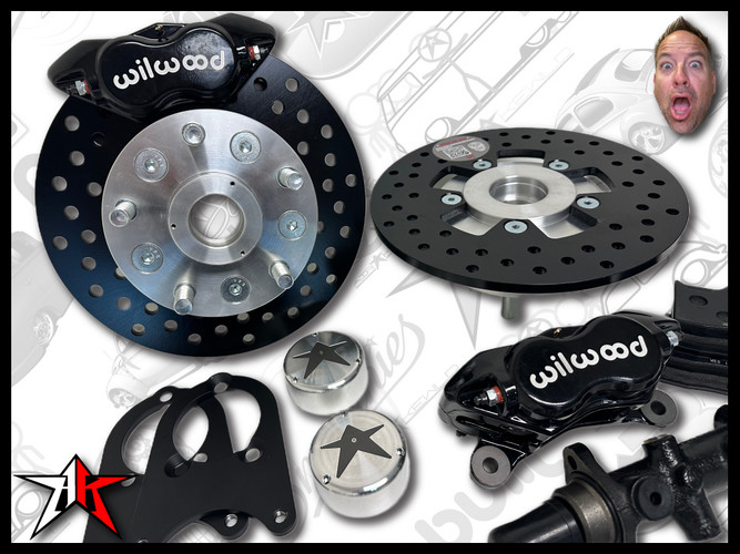 5x4.50 4 Piston Wilwood Black Caliper | 1966-1968 Classic VW Type 1 Beetle Ghia Front Disc Brake Conversion Kit