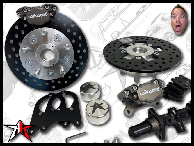 5x4.75 2 Piston Wilwood Grey Caliper | 1969-1977 Classic VW Type 1 181 Beetle Ghia Thing Front Disc Brake Conversion Kit