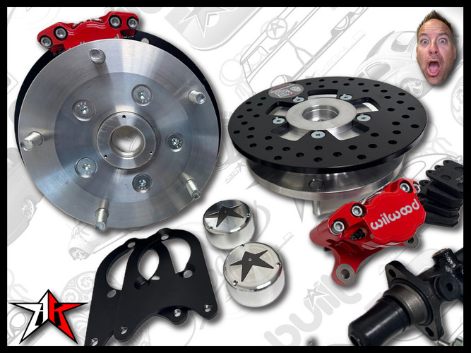 5x205 2 Piston Wilwood Red Caliper | 1966-1968 Classic VW Type 1 Beetle Ghia Front Disc Brake Conversion Kit