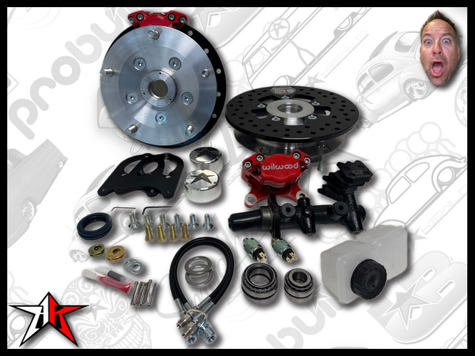 5x205 2 Piston Wilwood Red Caliper | 1966-1968 Classic VW Type 1 Beetle Ghia Front Disc Brake Conversion Kit